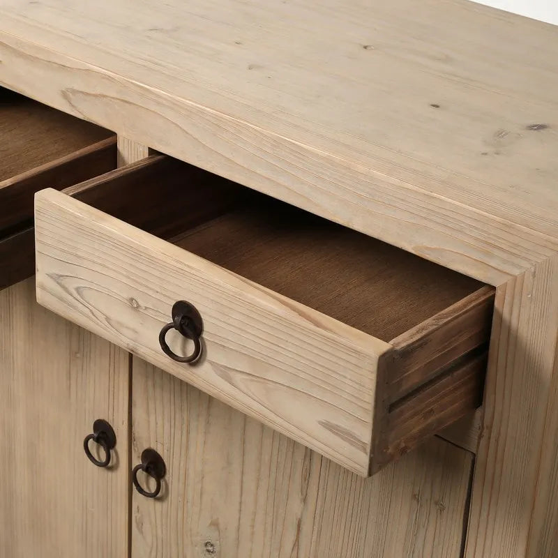 Two-Drawer Storage Cabinet in Weathered Natural Solid Pine