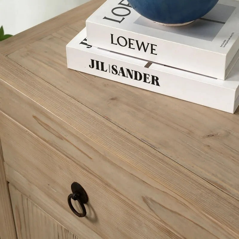 Two-Drawer Storage Cabinet in Weathered Natural Solid Pine